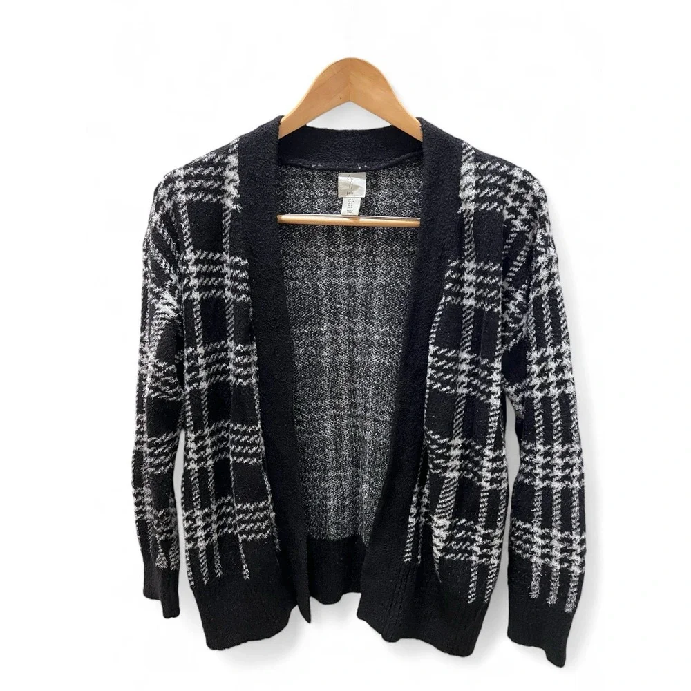 Joie Black and White 80s/90s Style Super‎ Soft Cardigan Sweater S